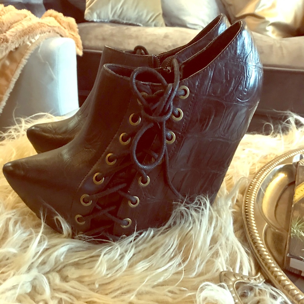 Jeffrey Campbell black side tie booties